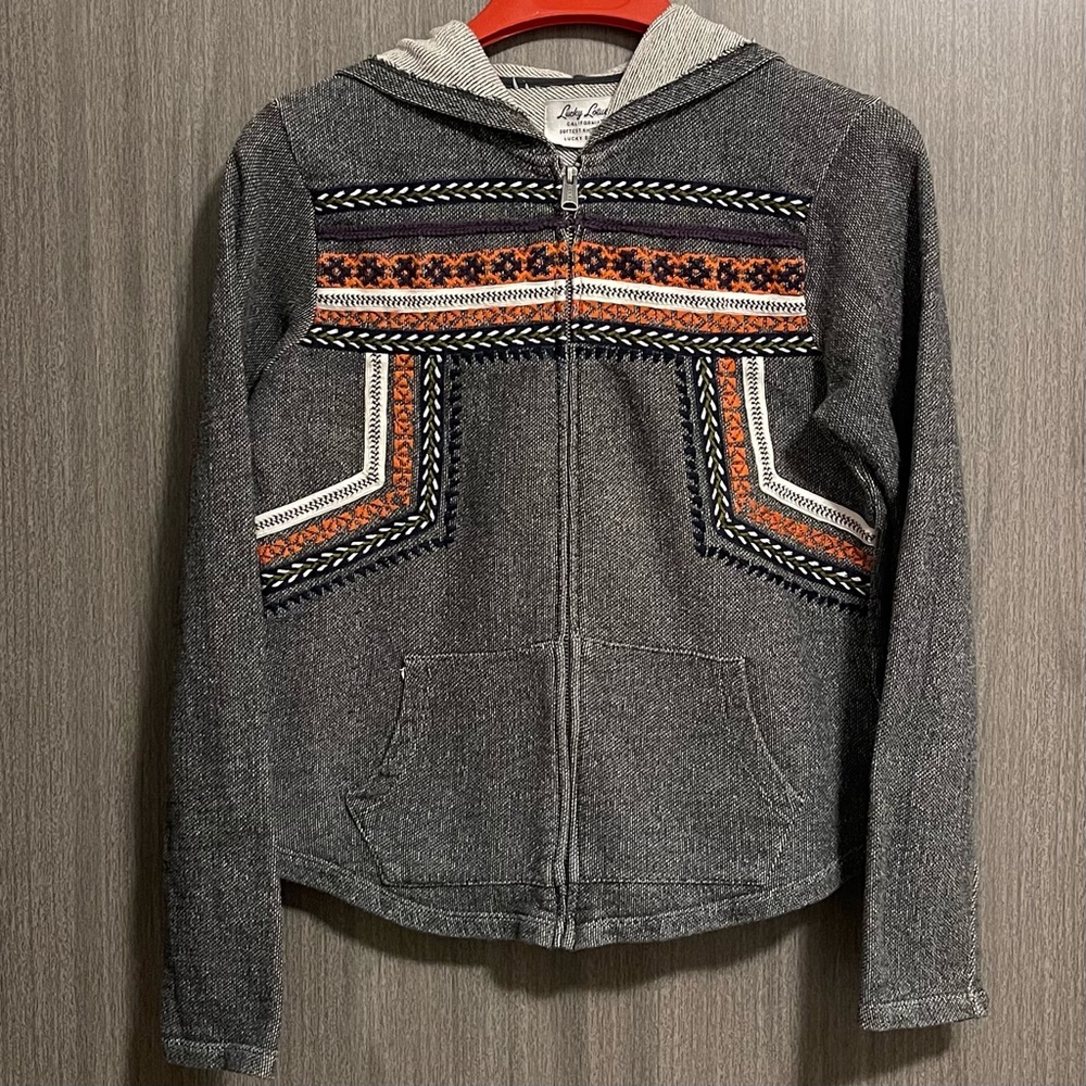 Lucky Brand Lucky Lotus Hoodie - Softest Knitwear & Southwest Embroidery - Large